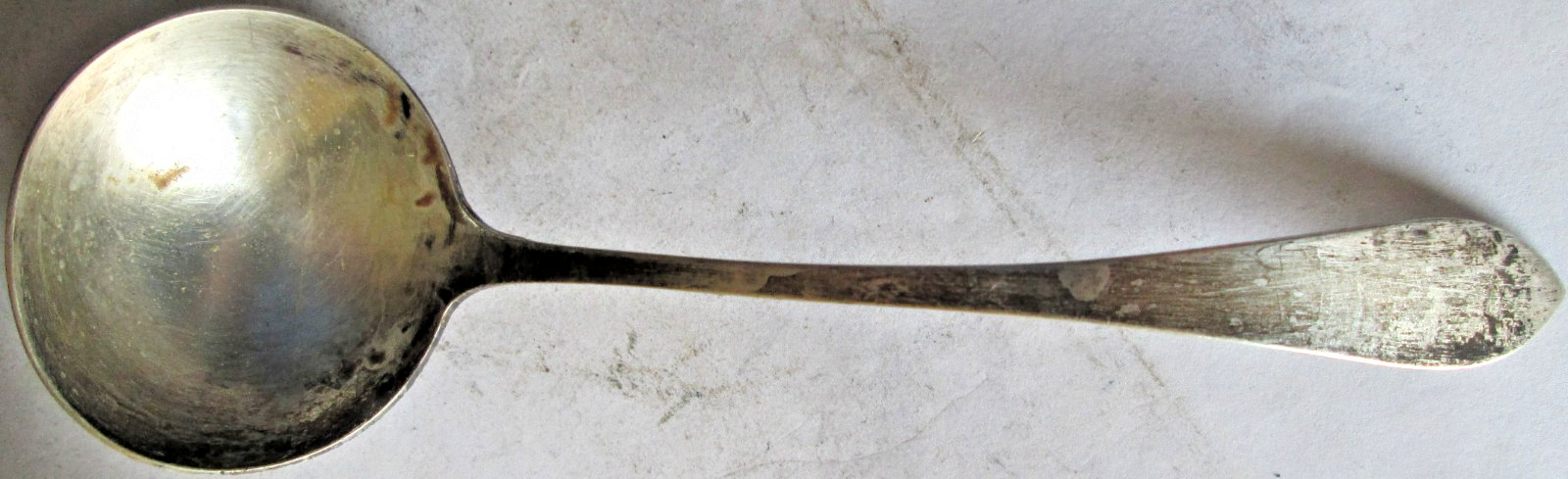 ANTIQUE .925 STERLING SILVER LADLE, 22.9 GRAMS/ .736 TROY OUNCES, 5 1/8″X 1 5/8″