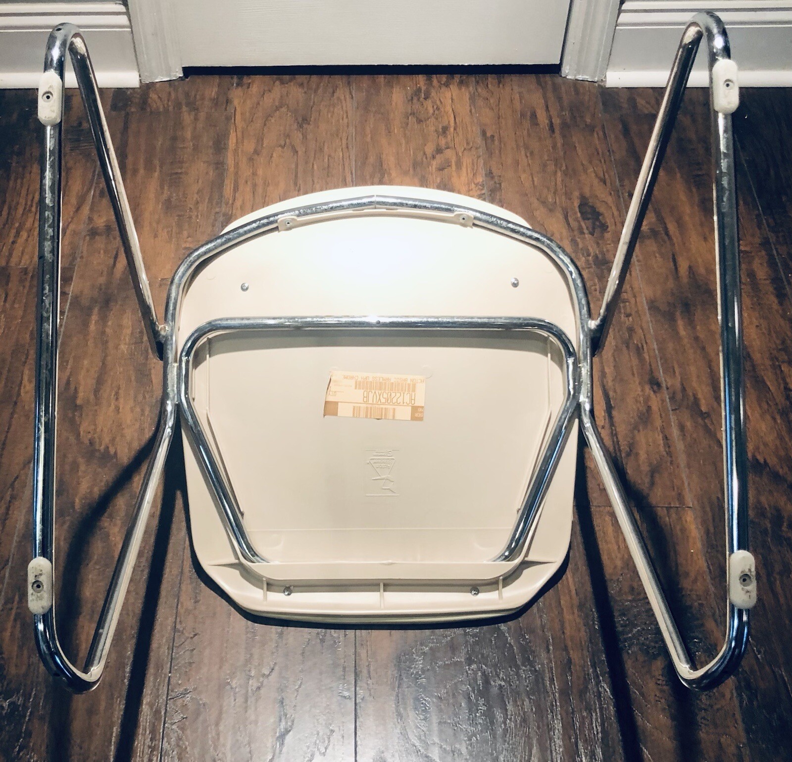 Vintage MCM Action Stacker Chair Tubular Steel Retro Cream Armless