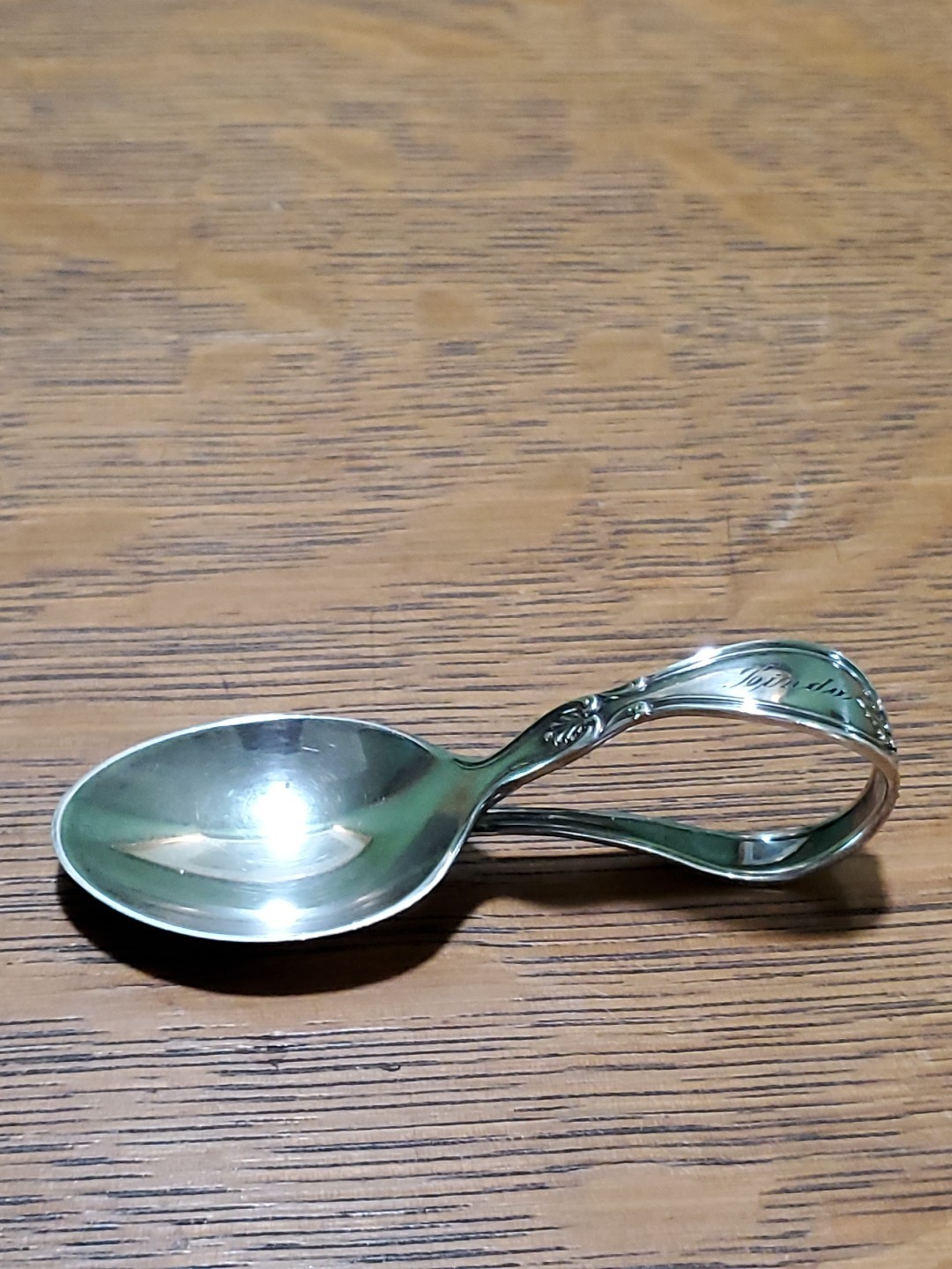 Sterling Silver Lunt Memory Lane Curved Baby Spoon Monogrammed Linda 18.5 grams