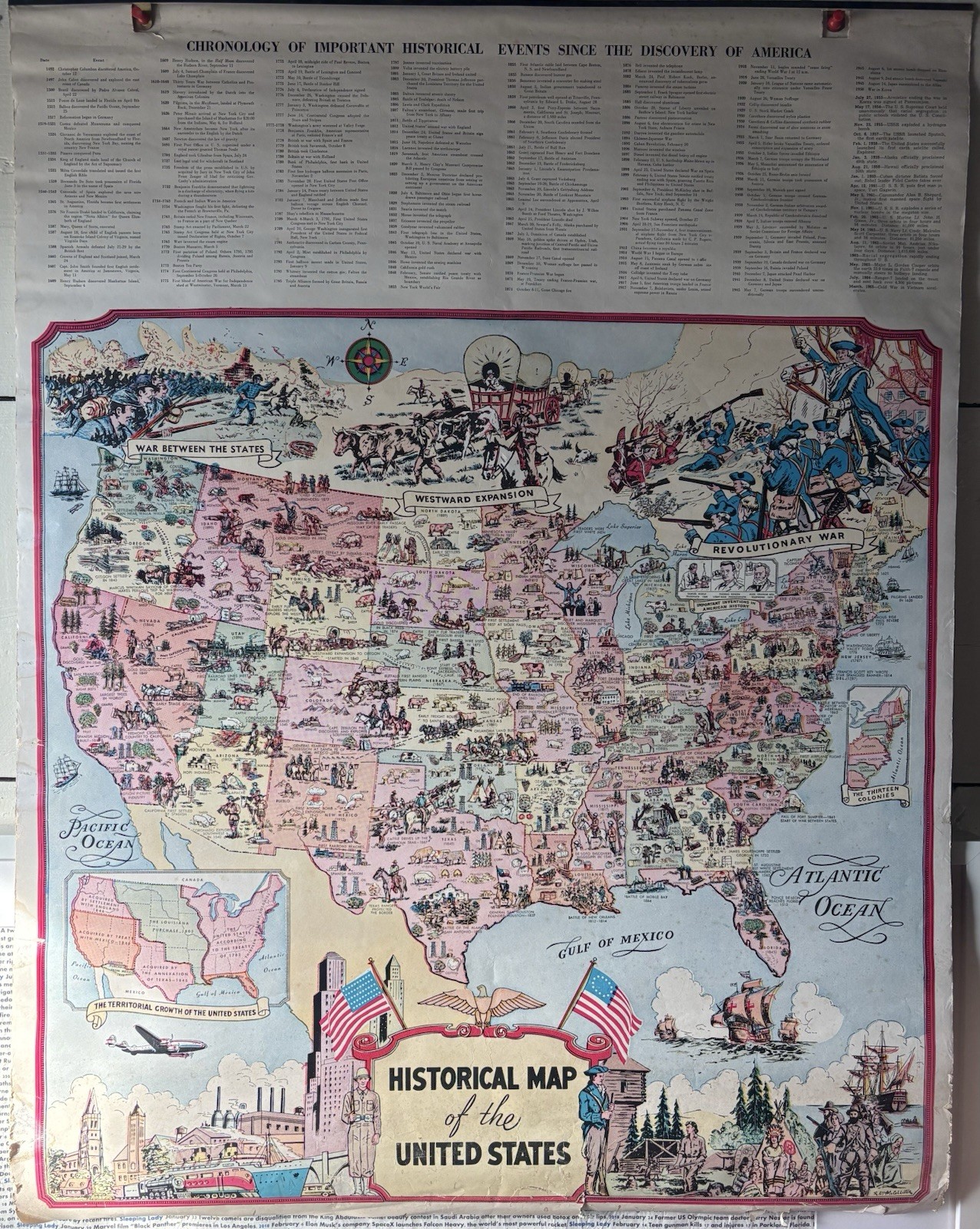 SCHOOL & LIBRARY PUB CO. 36”Lx28”W CIRCA 1963 8 BOUND HANGING CLASSROOM MAPS