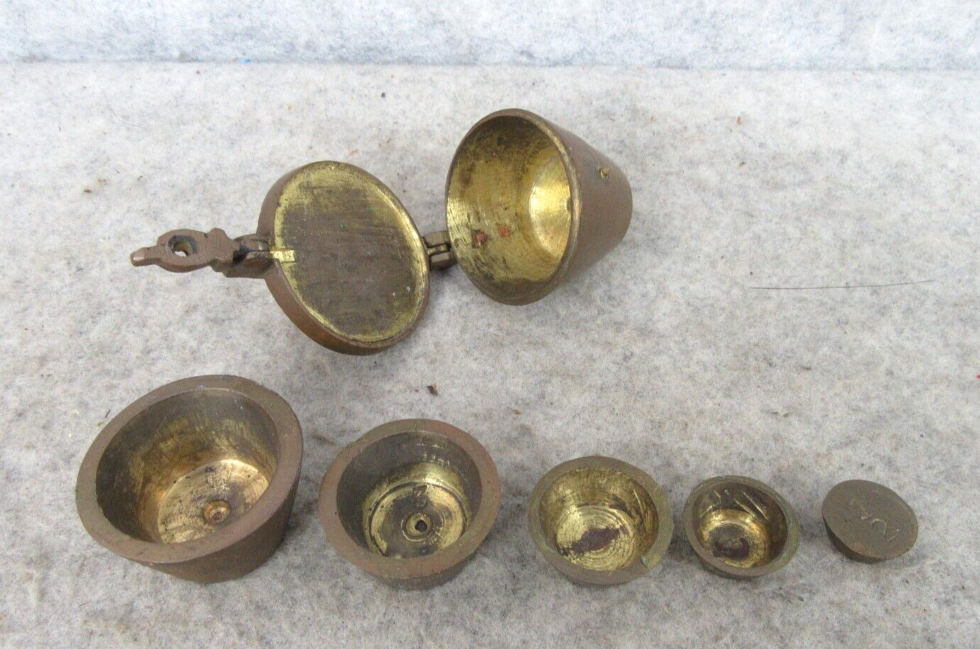 Antique Complete Set Nesting Cup Precious Metals Market Balance SCALE WEIGHTS