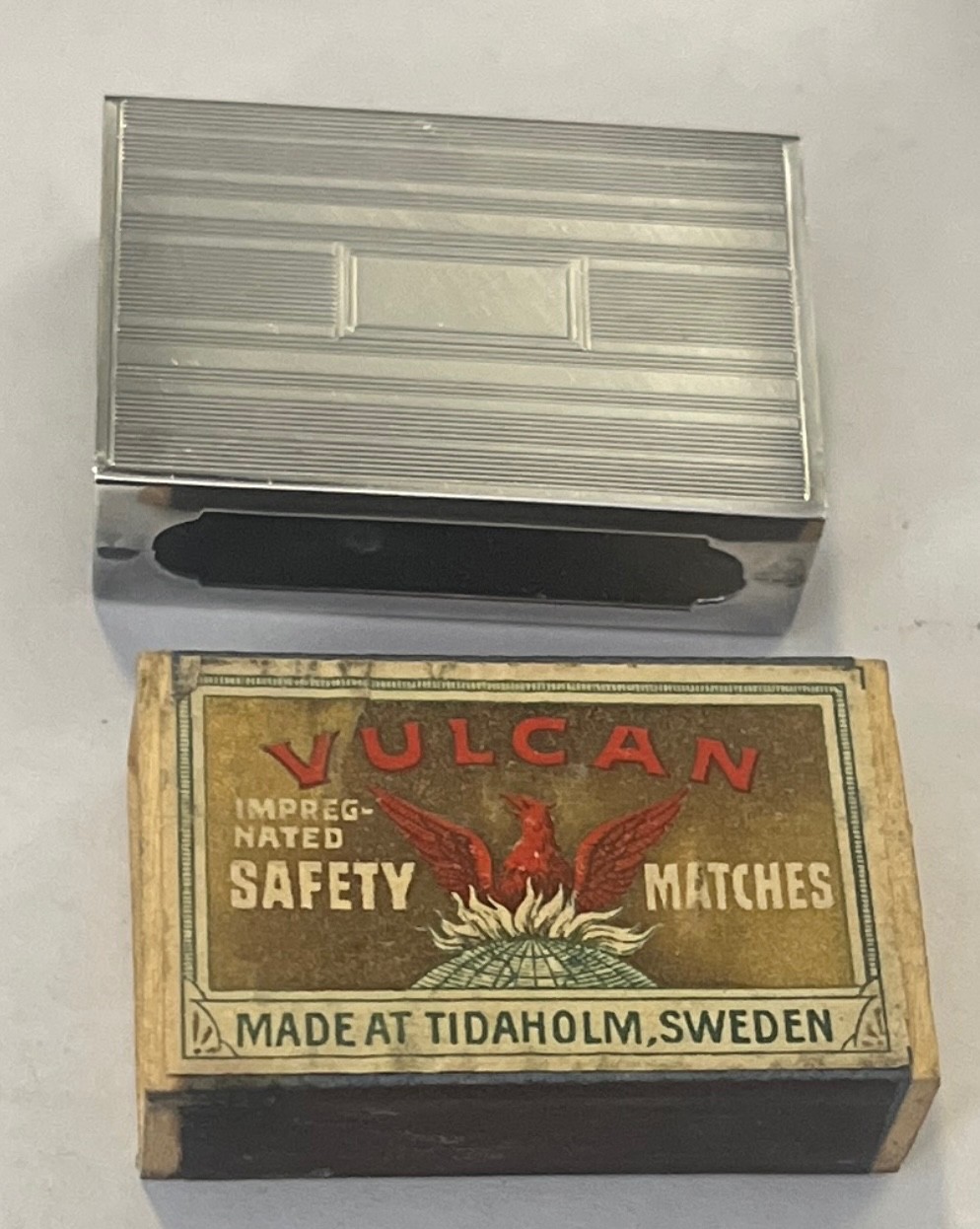 Sterling Silver CLASSIC Ashtray & Matchbox 1950’s Era. Read full description.