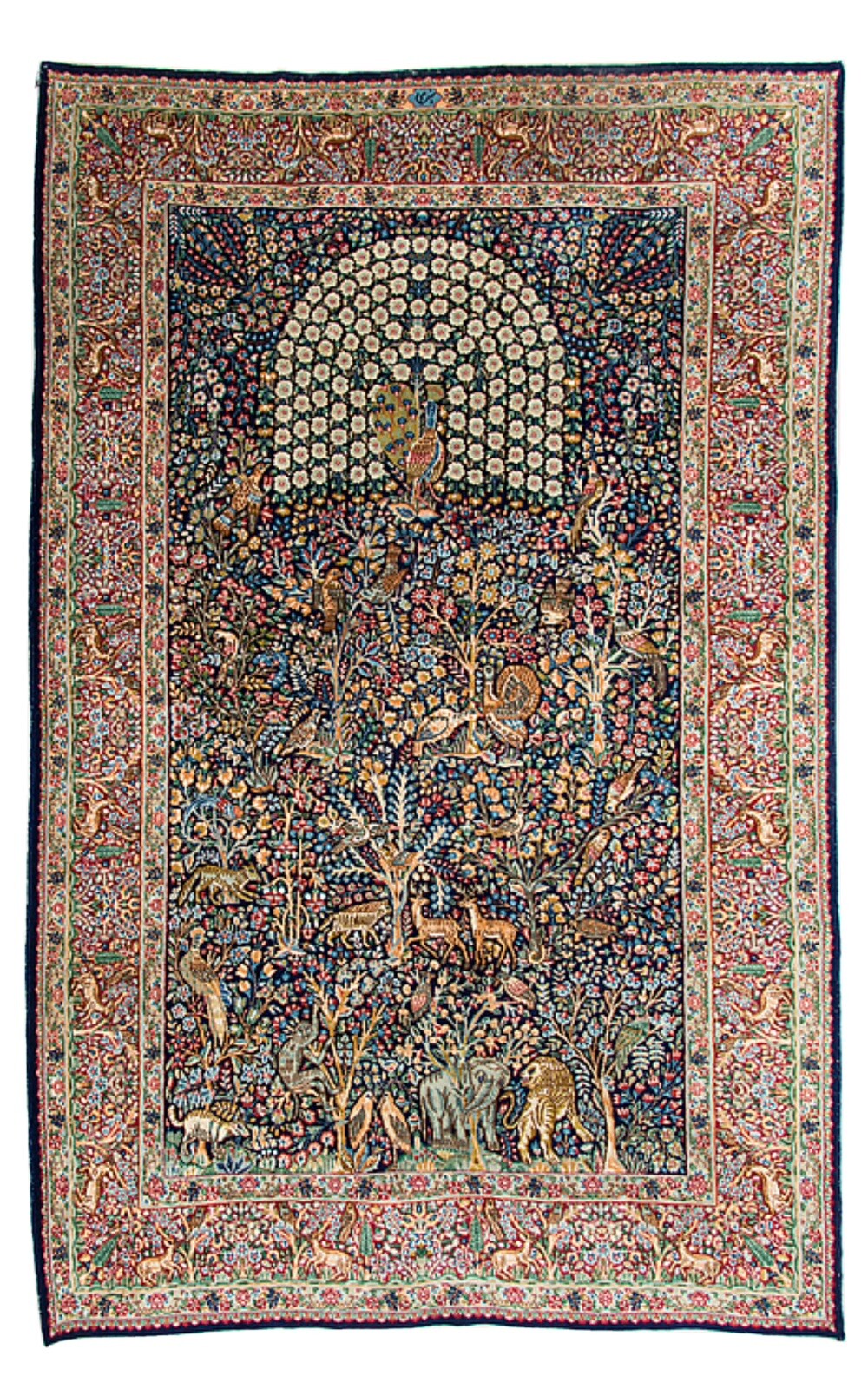 ANTIQUE FIINE SIGNED HONARY KIRMAN TREE OF LIFE ORIENTAL RUG 5.9×9 VEGY DYE