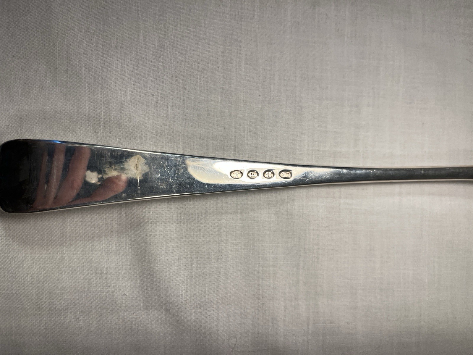 Large Silver Plate Serving Spoon Old English Pattern 11” with Suede Pouch