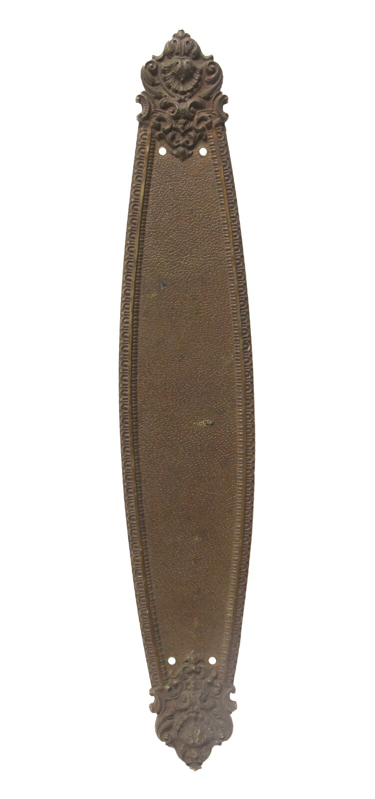Antique 18 in. Cast Bronze Victorian Shell Motif Door Push Plate