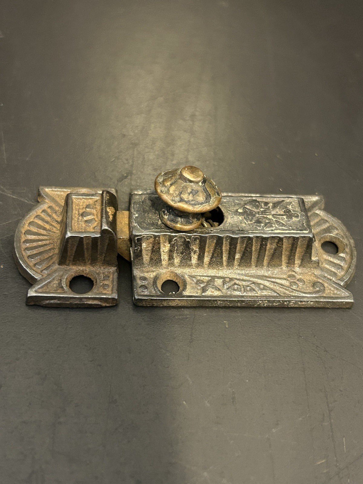 ANTIQUE EASTLAKE VICTORIAN CAST IRON CABINET CUPBOARD DOOR LATCH LOCK CATCH