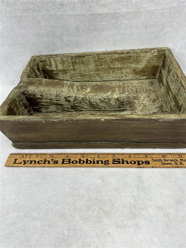 antique scrub scouring box primitive 12 x 9 x 3 old green paint original 1800s