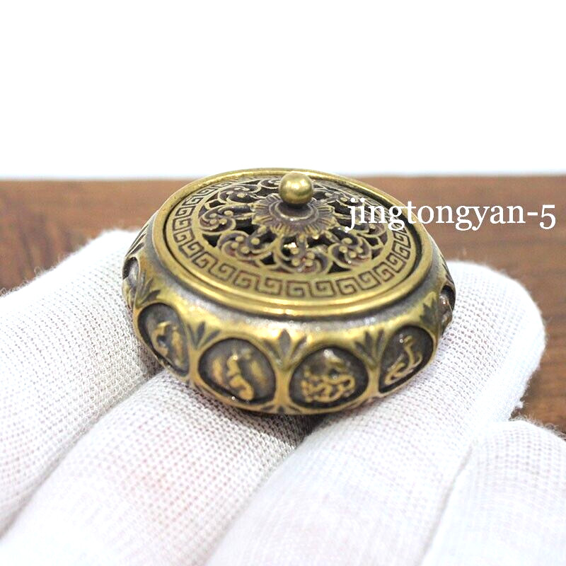 Brass Animal Pattern Vintage Cone Incense Burner Holder Home Table Decoration