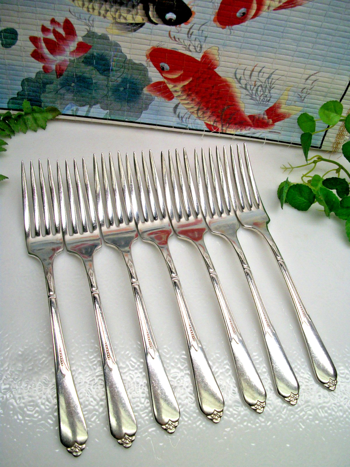 7 International Anchor Rogers INSPIRATION Silverplate Dinner Forks 1933