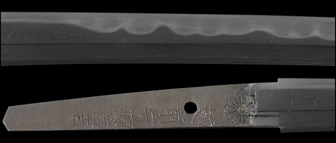 Wakizashi 脇差 “ Nobuyoshi ” 菊紋越前守源信吉 Japanese Real Sword 54.2 cm Shirasaya Edo