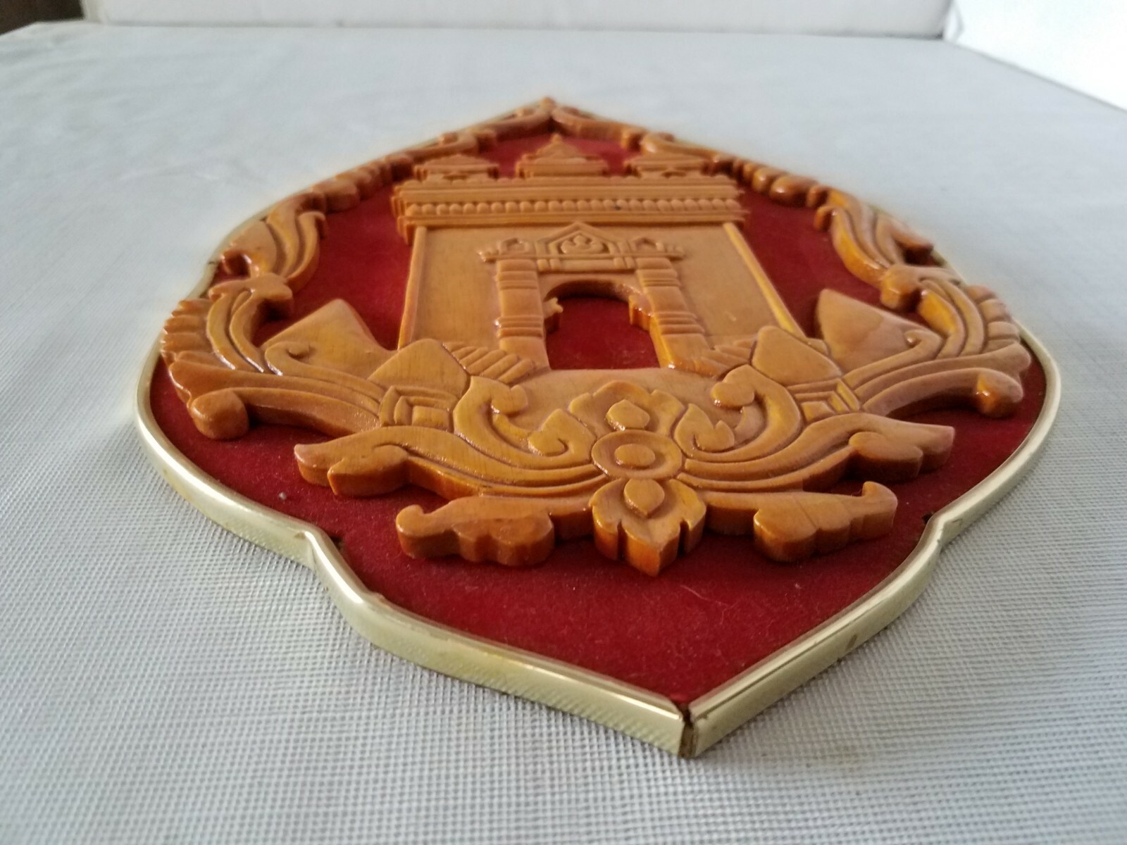 Intricate Wood Carved Castle Temple Palace Mosque Wall Art Asian India Souvenir