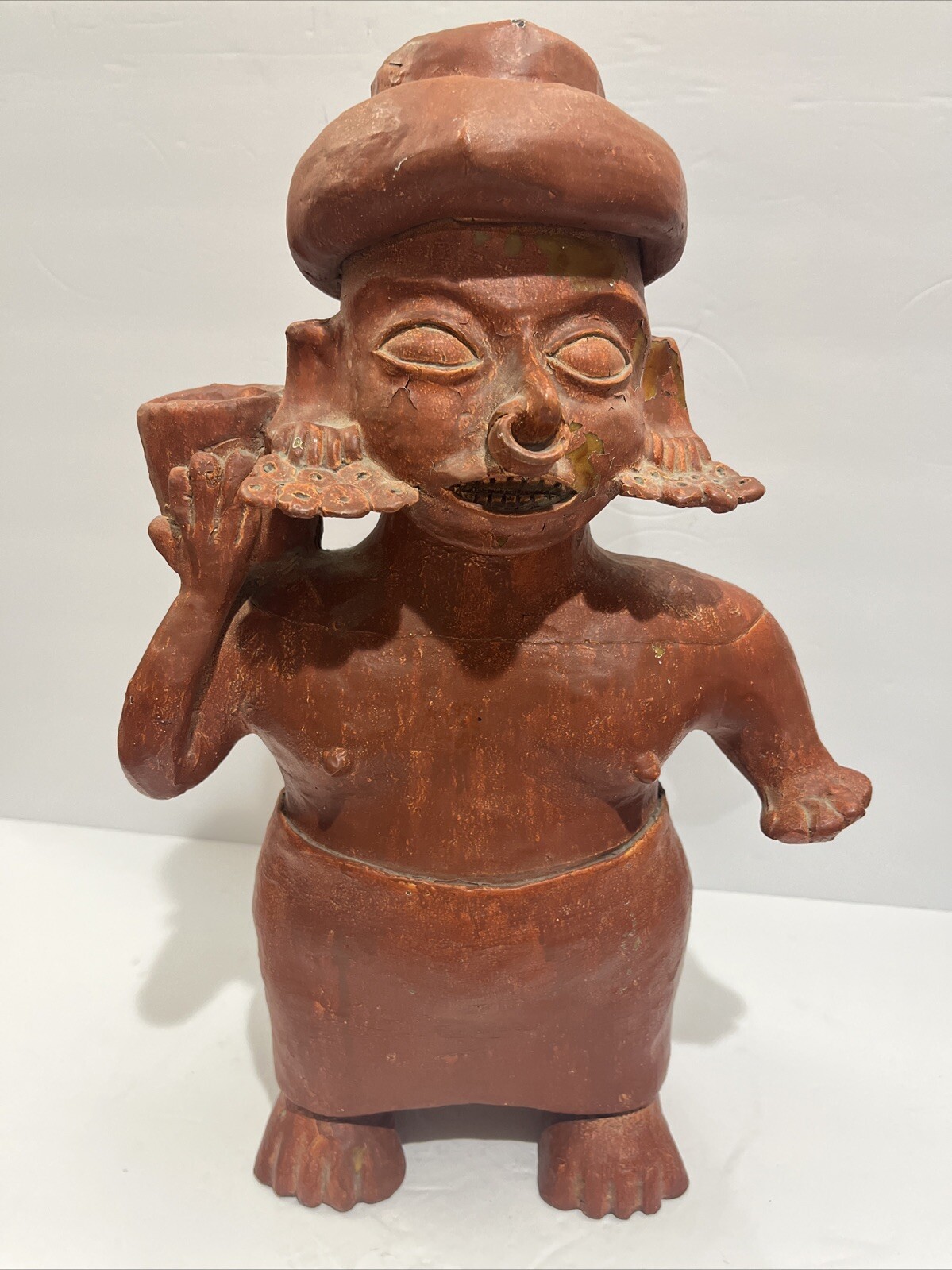 Pre-Columbian Style NAYARIT Large Resin, Pottery FEMALE WITH BOWL 18” Tall