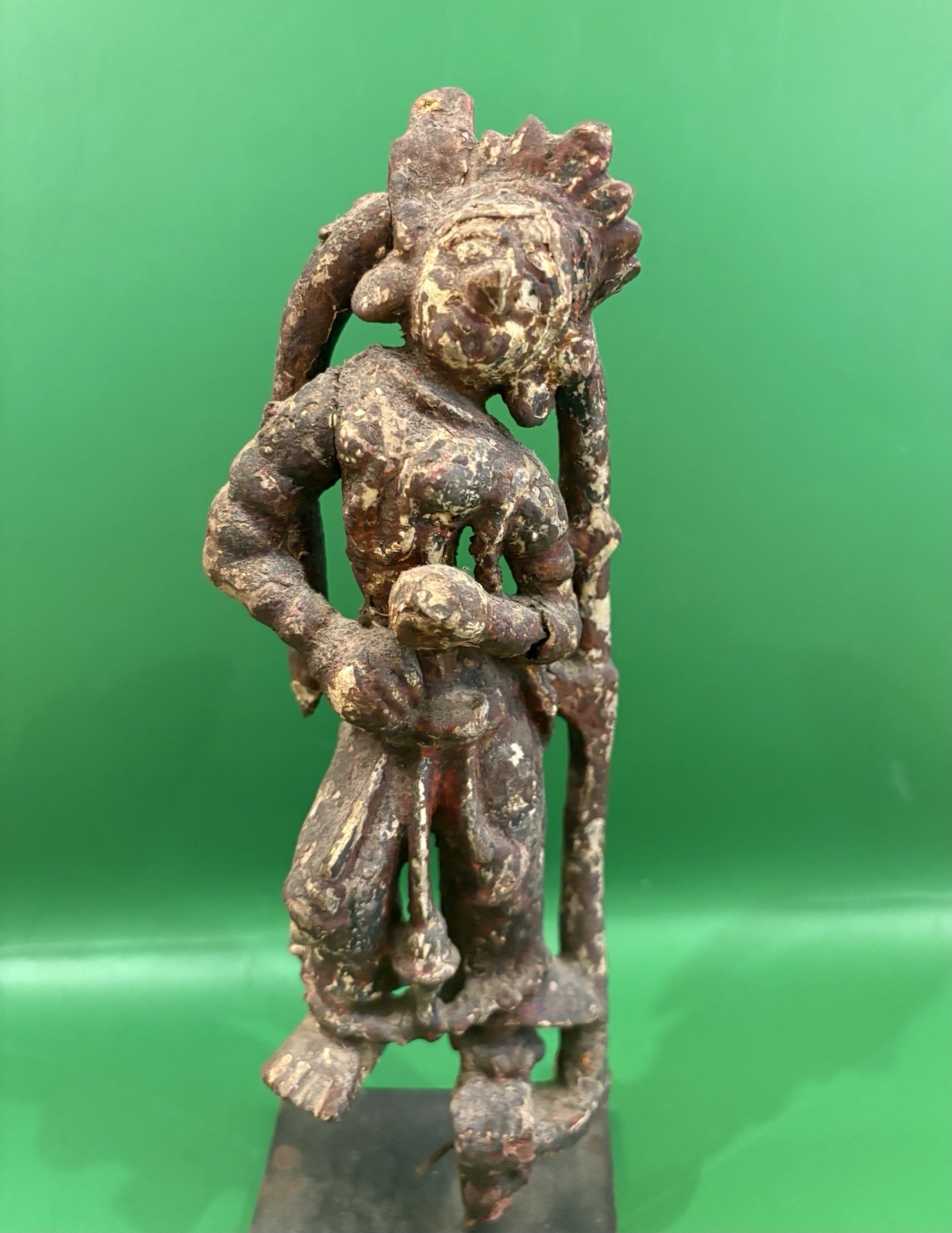 ANCIENT PARVATI STATUE INDIA HINDU SHIVA WOOD & POLYCHROME 17TH CENTURY ANTIQUE
