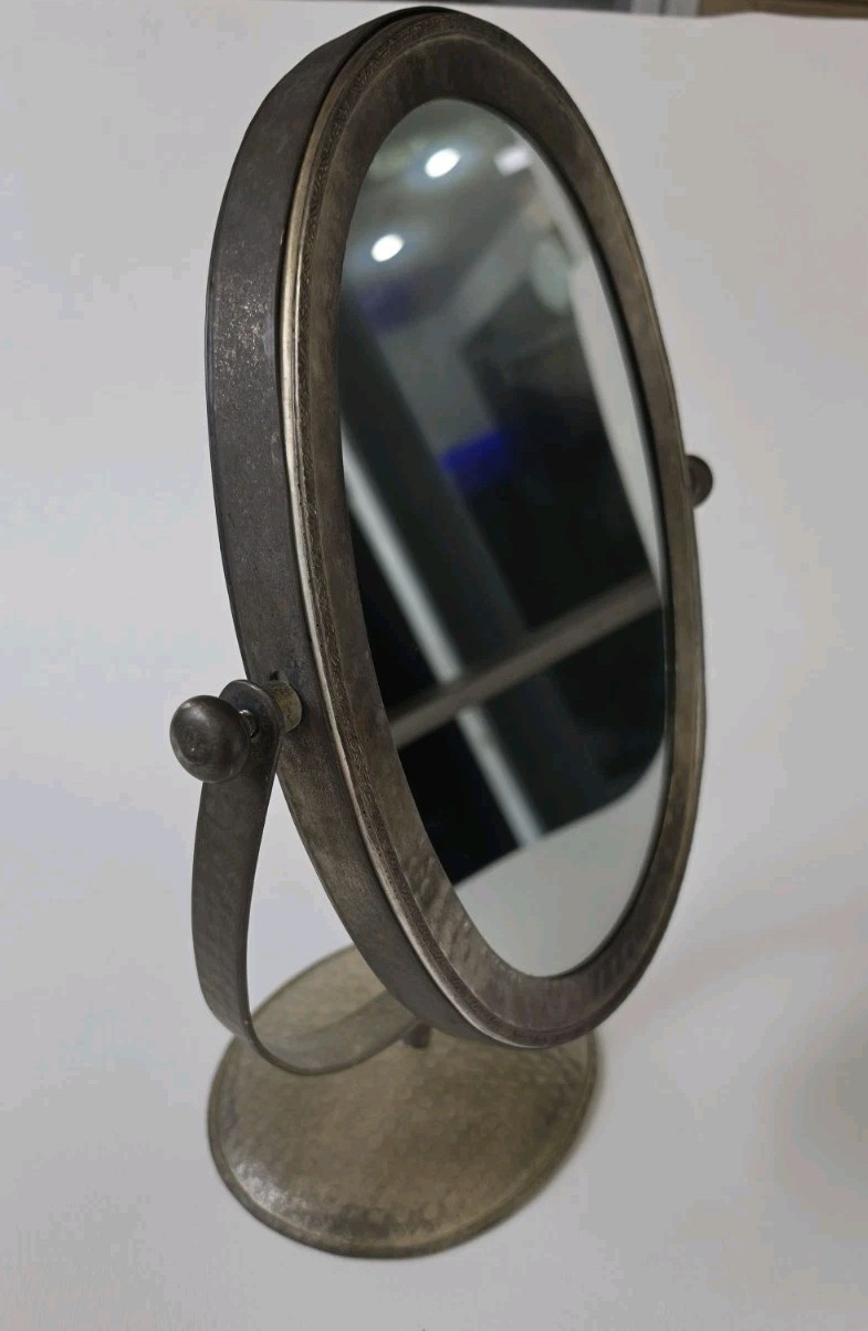 Pier One 2-sided Pivoting Tabletop Make-up Vanity Mirror Antique Silver Finish