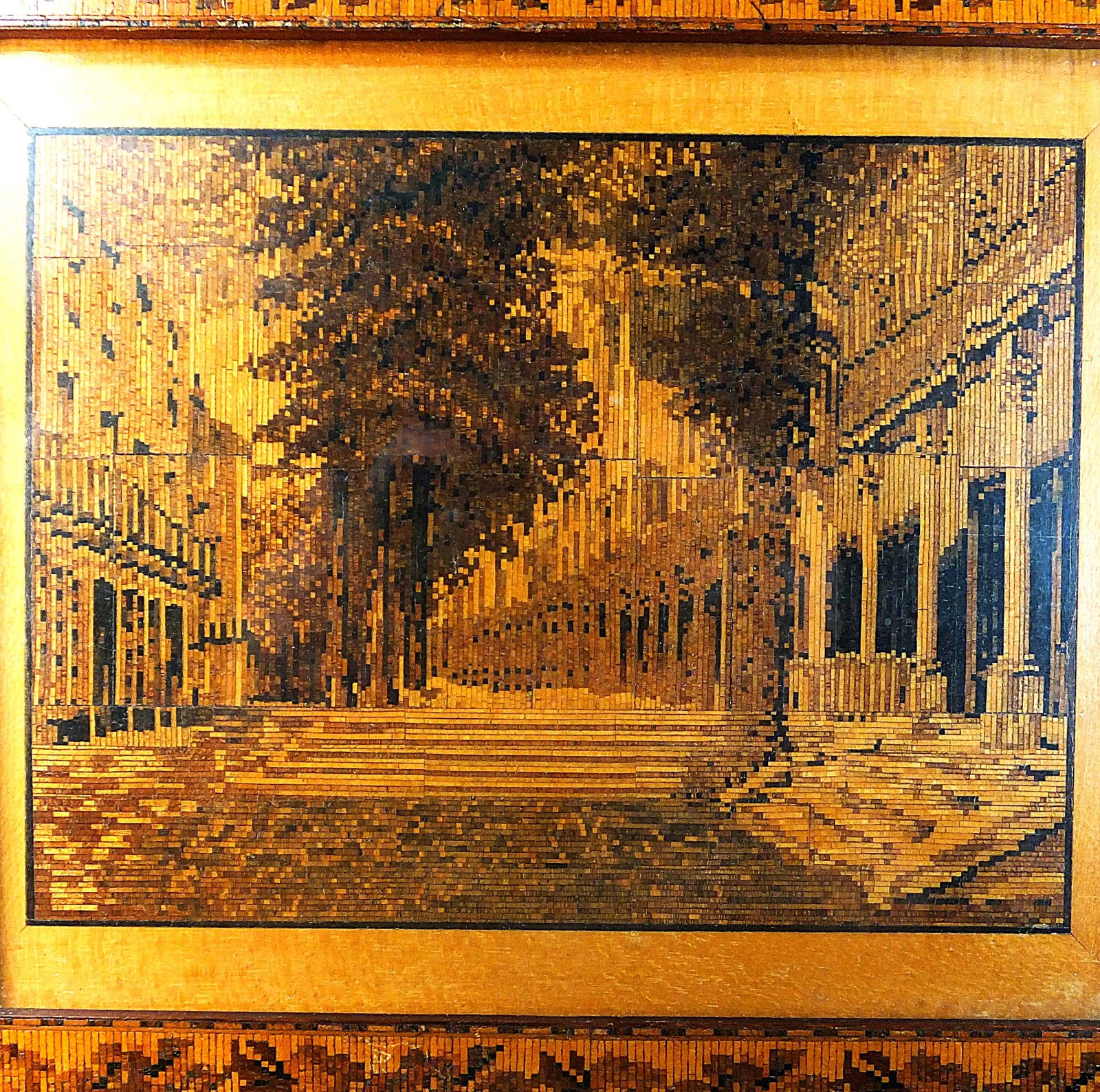 FINE LATE 19th. C FRAMED TUNBRIDGE WARE IMAGE of the PANTILES BOYLE BROWN & KEMP
