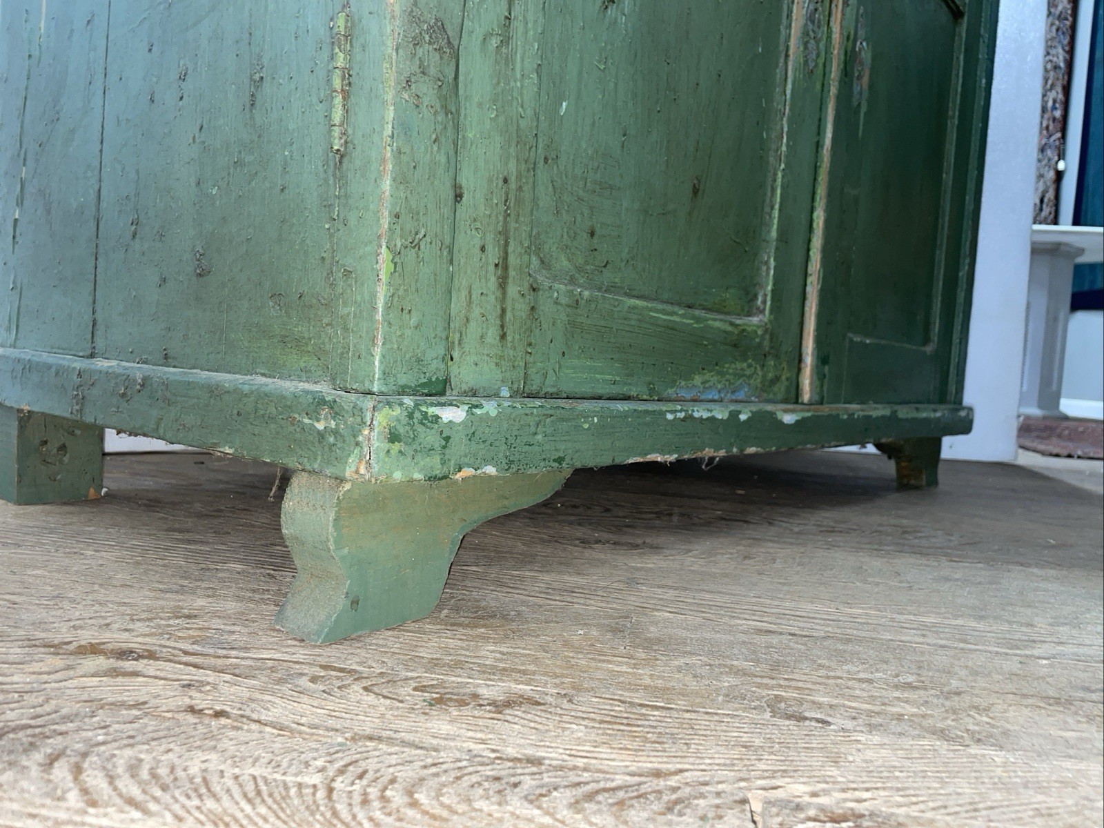 Antique Continental primitive Kitchen cupboard Early Green paint