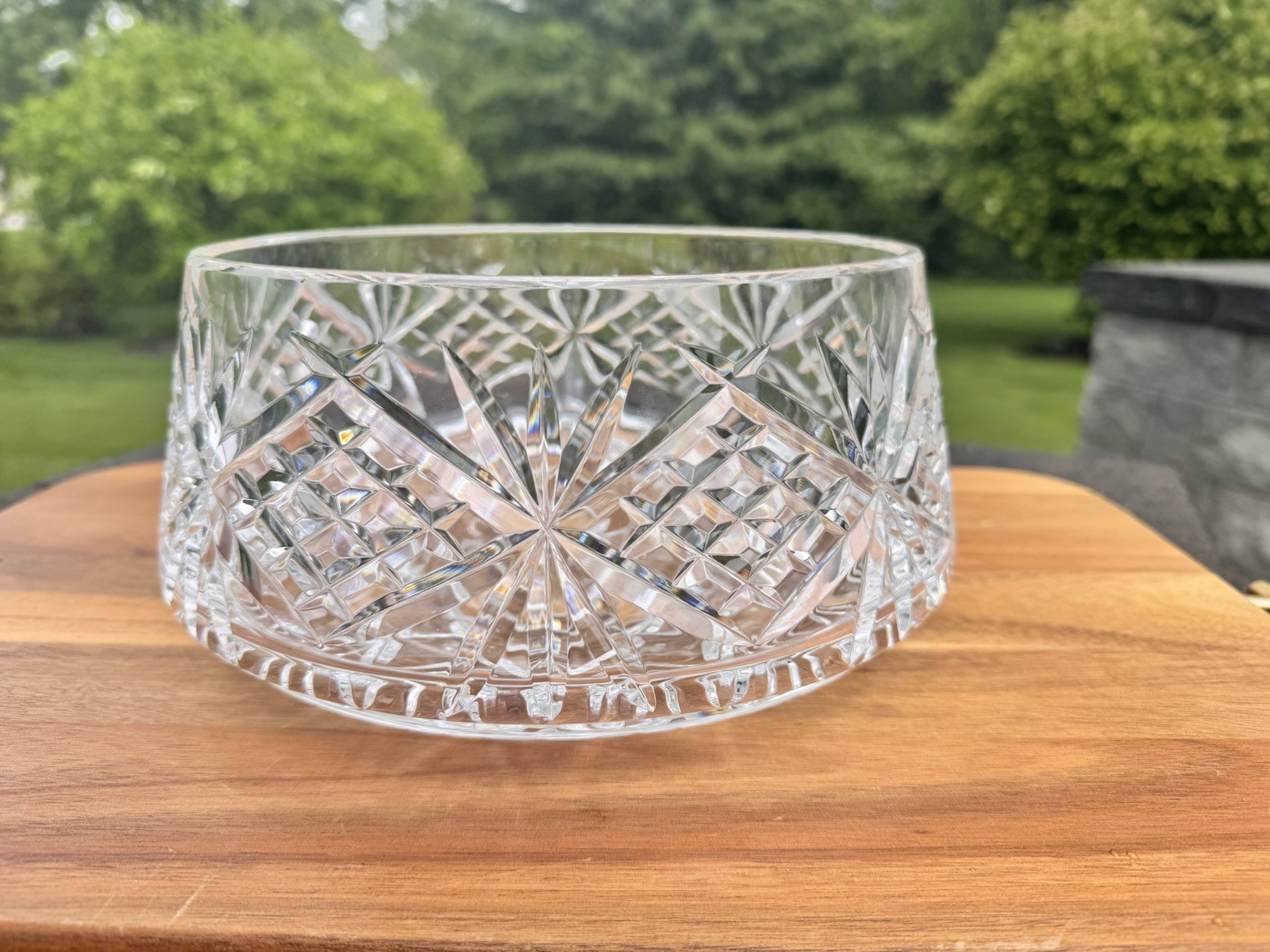 VTG Irish Waterford Heavy Cut Crystal 10×4.75” Serving Bowl Signed Tapered Top