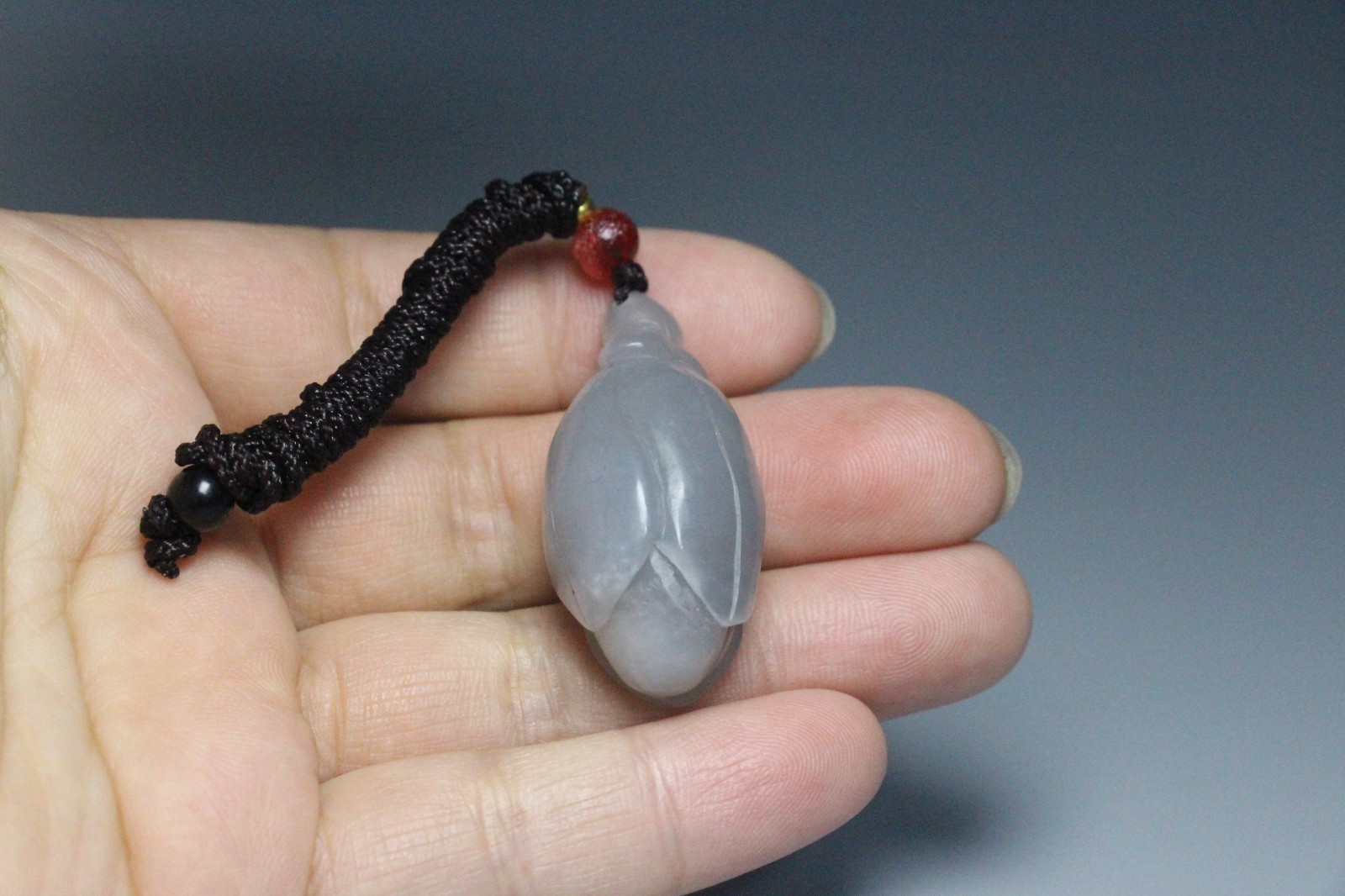 Chinese Hetian Jade Smoky Purple Hand-Carved Magnolia Flower Pendant