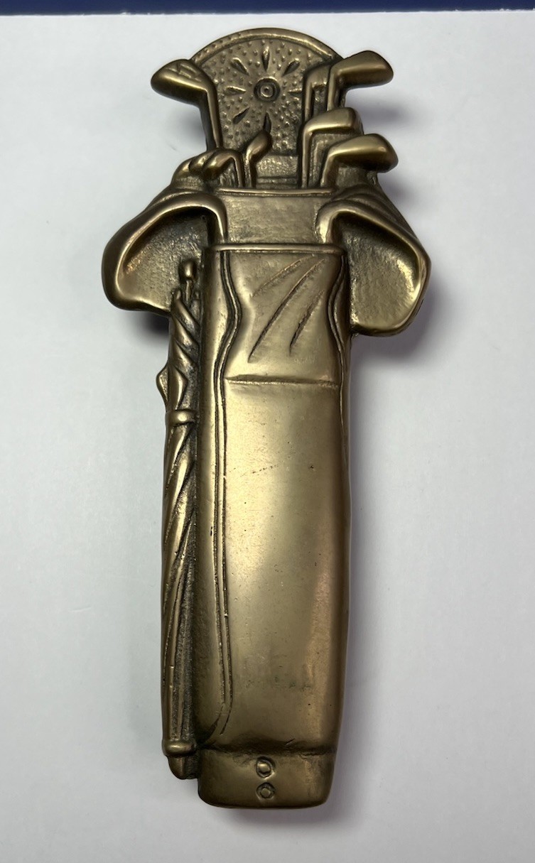 Vintage Penco Solid Brass Golf Bag of Clubs Door Knocker 7.25″ Decor