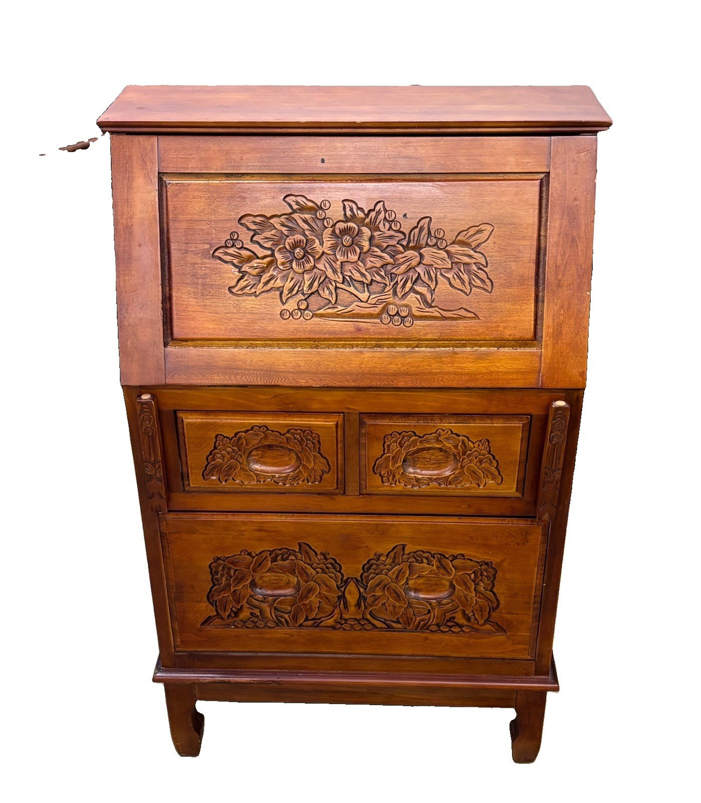 Secretary Desk, Solid Wood Carvings Excellent Condition ￼