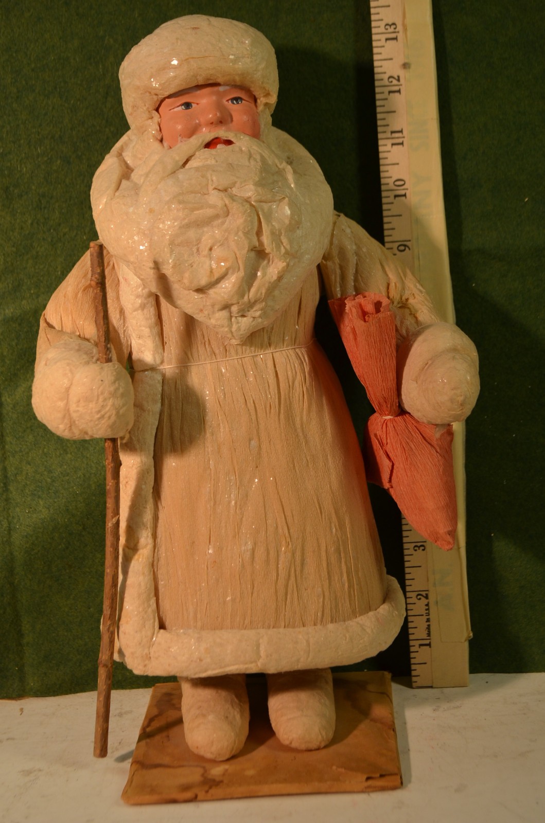 Russian Father Christmas (santa Clause), 13 1/2″,spun cotton plaster,40’s-50’s