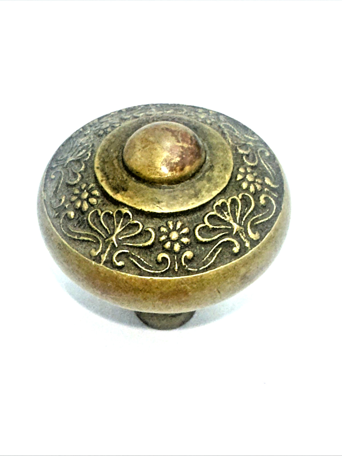 Antique Arts & Crafts Embossed Metal Door Knob