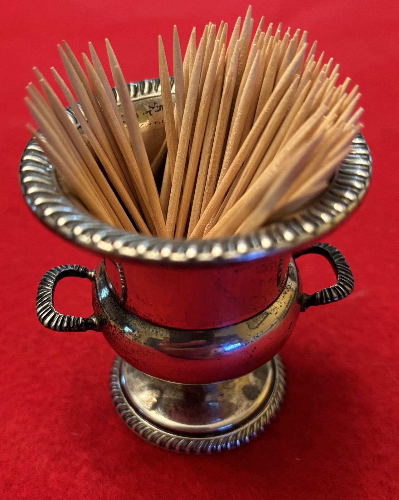 Sterling Silver Vintage Toothpick/Match Holder Urn With Handles by Fisher