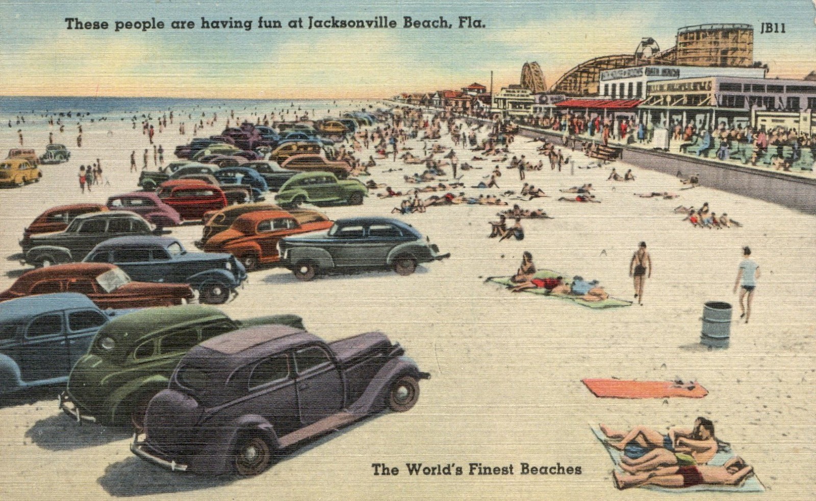 Vintage Postcard These People Are Having Fun At Jacksonville Fla Old Cars