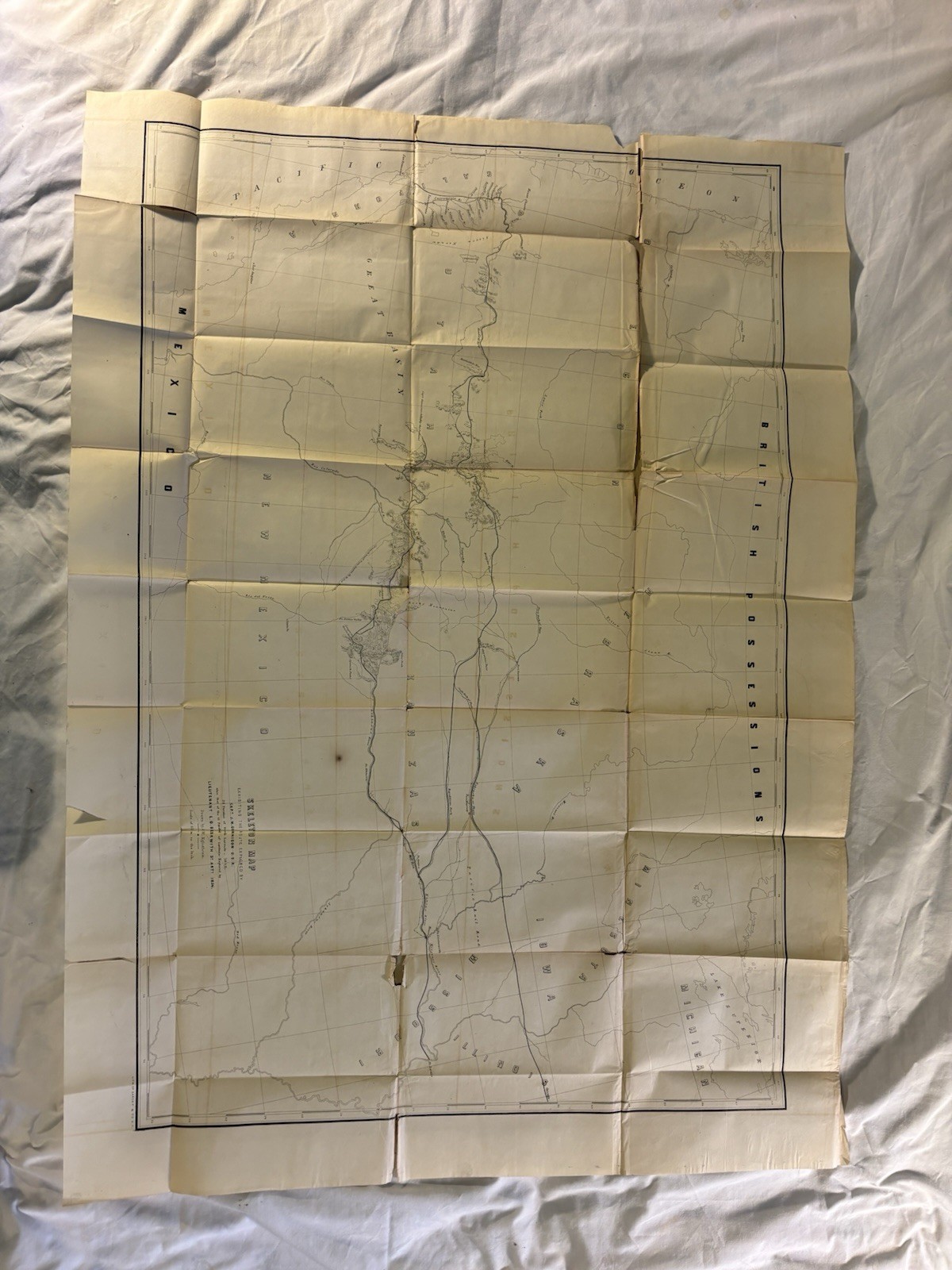 Skeleton Map Railroad Survey JW Gunnison 1853 Egloffstein Sarony & Co FAIR tears