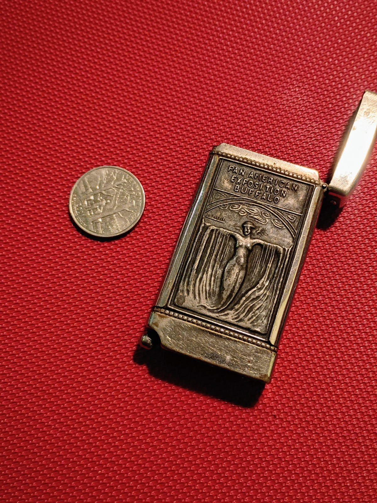 Antique Souvenir Match Safe Vesta Case 1901 Pan-American Art Nouveau