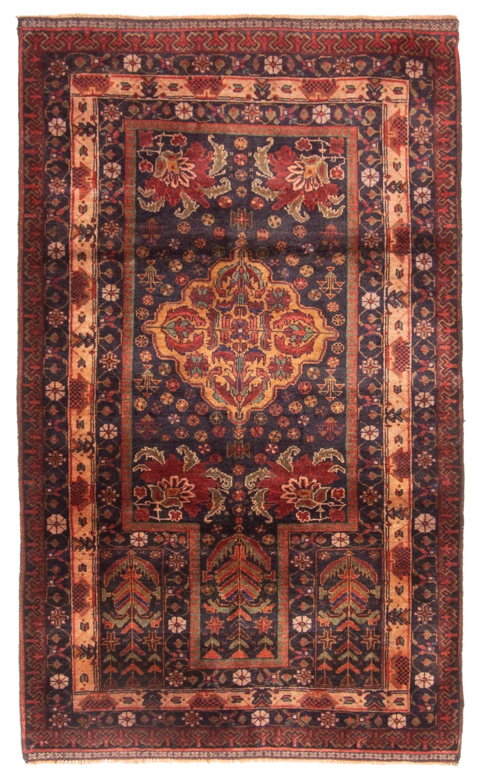 Vintage Hand-Knotted Area Rug 3’1″ x 5’2″ Traditional Oriental Wool Carpet