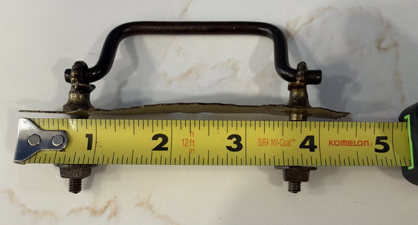 Set of 6 Eastlake VTG Stamped Brass Escutcheon Flower Fan Design Steel Bail Pull