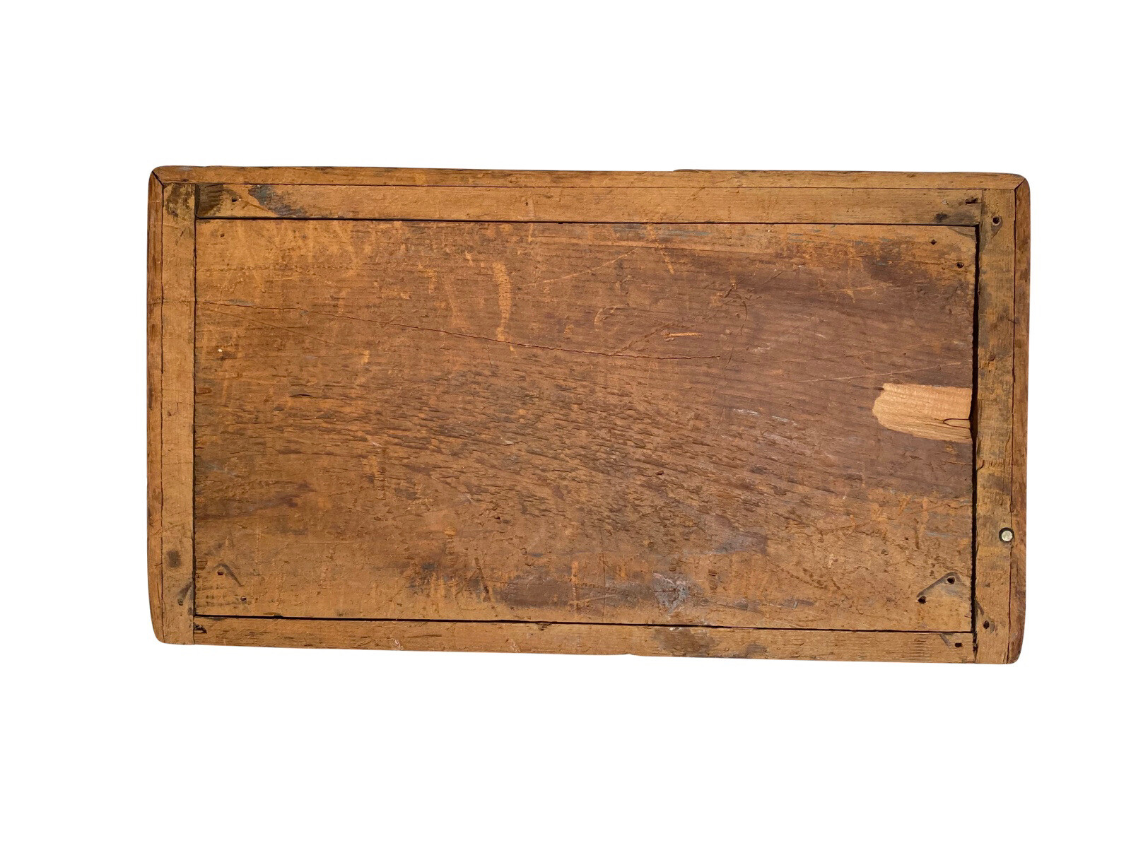 ANTIQUE QUEEN ANNE RED WASH DOCUMENT BOX / STAGECOACH TRUNK