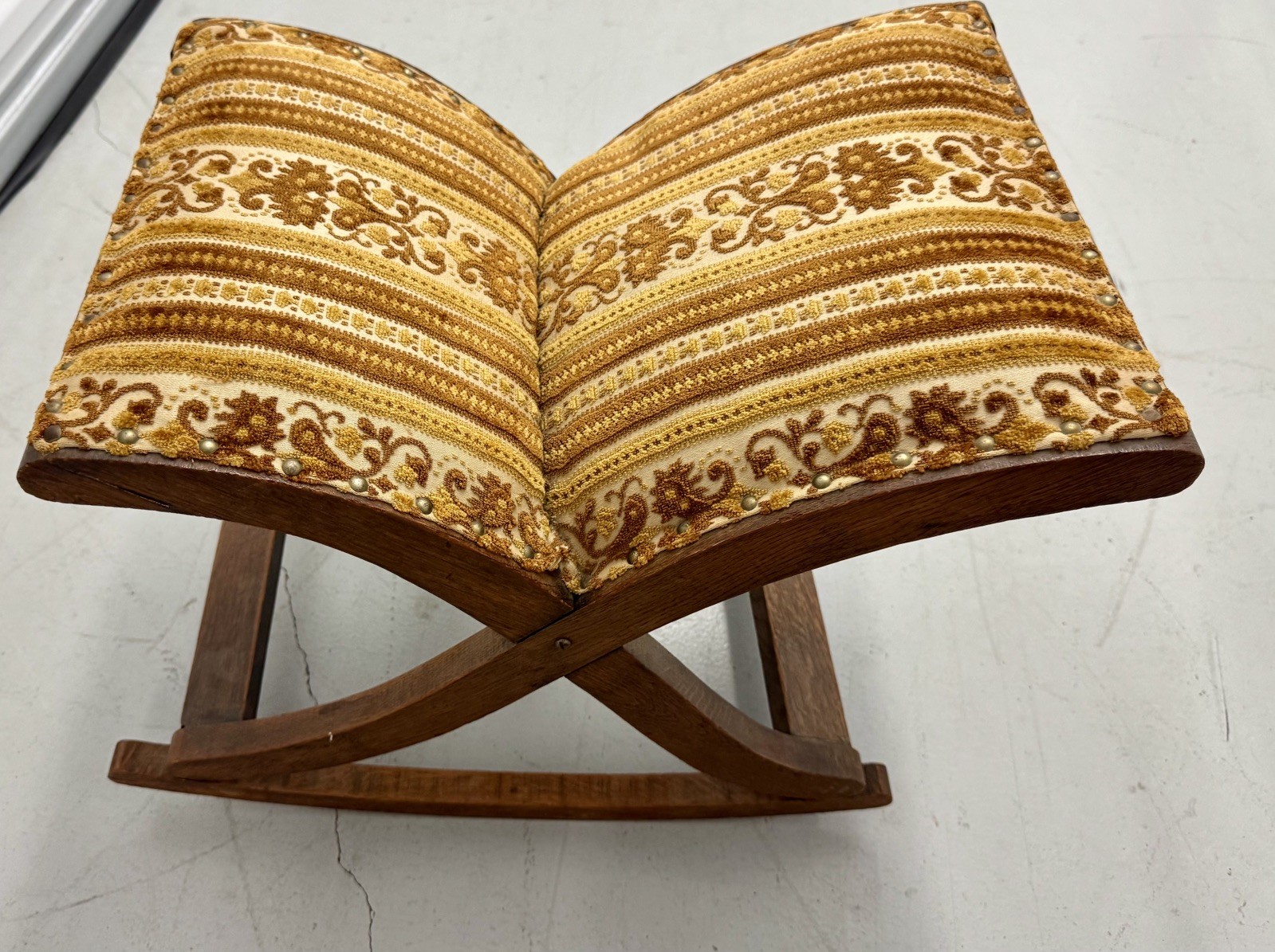Vintage French Wooden Rocking Chair Foot Stool Rest
