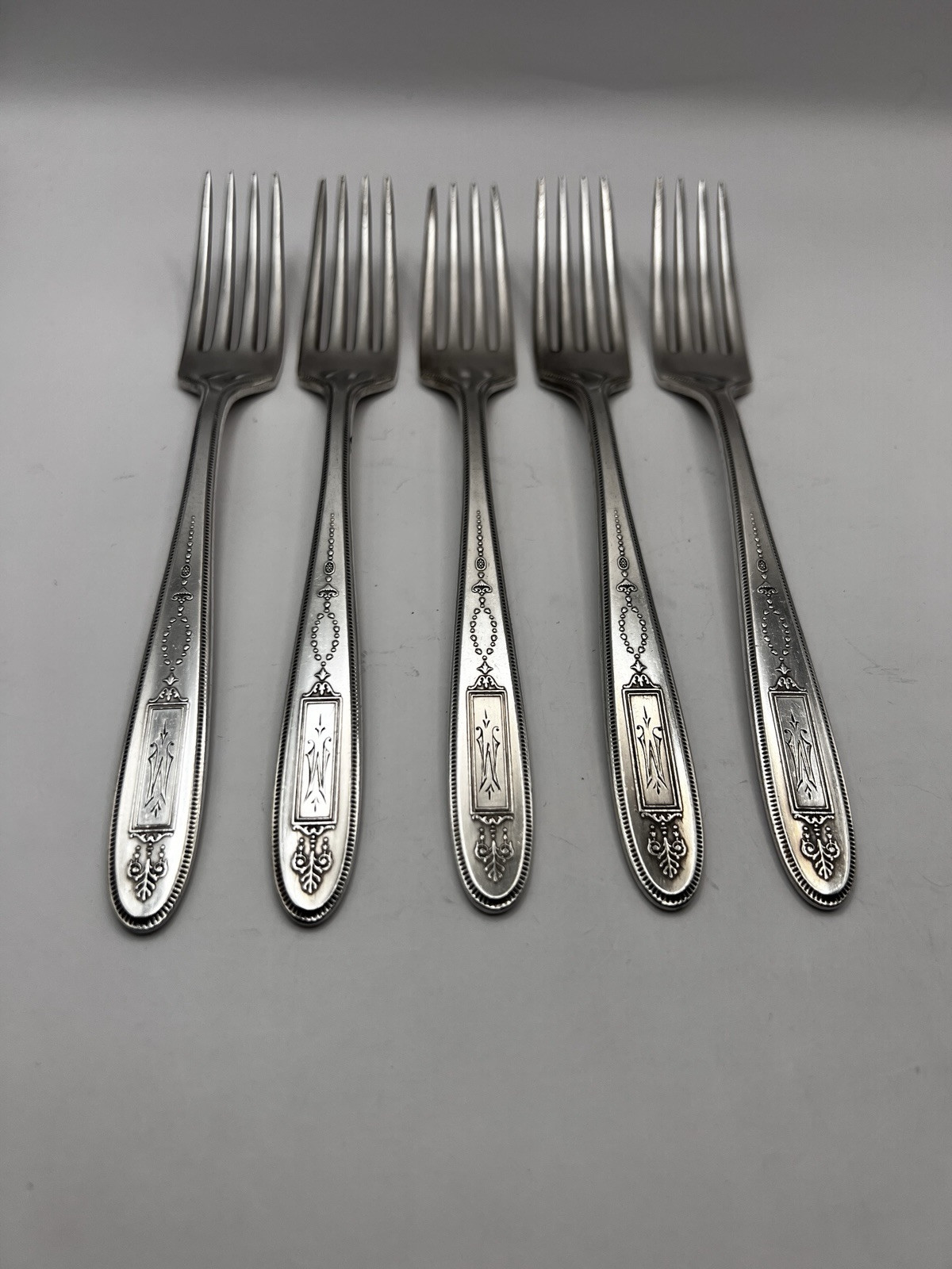5-Dinner Forks Grosvenor Oneida Community Plate Silver Plate Monogram M