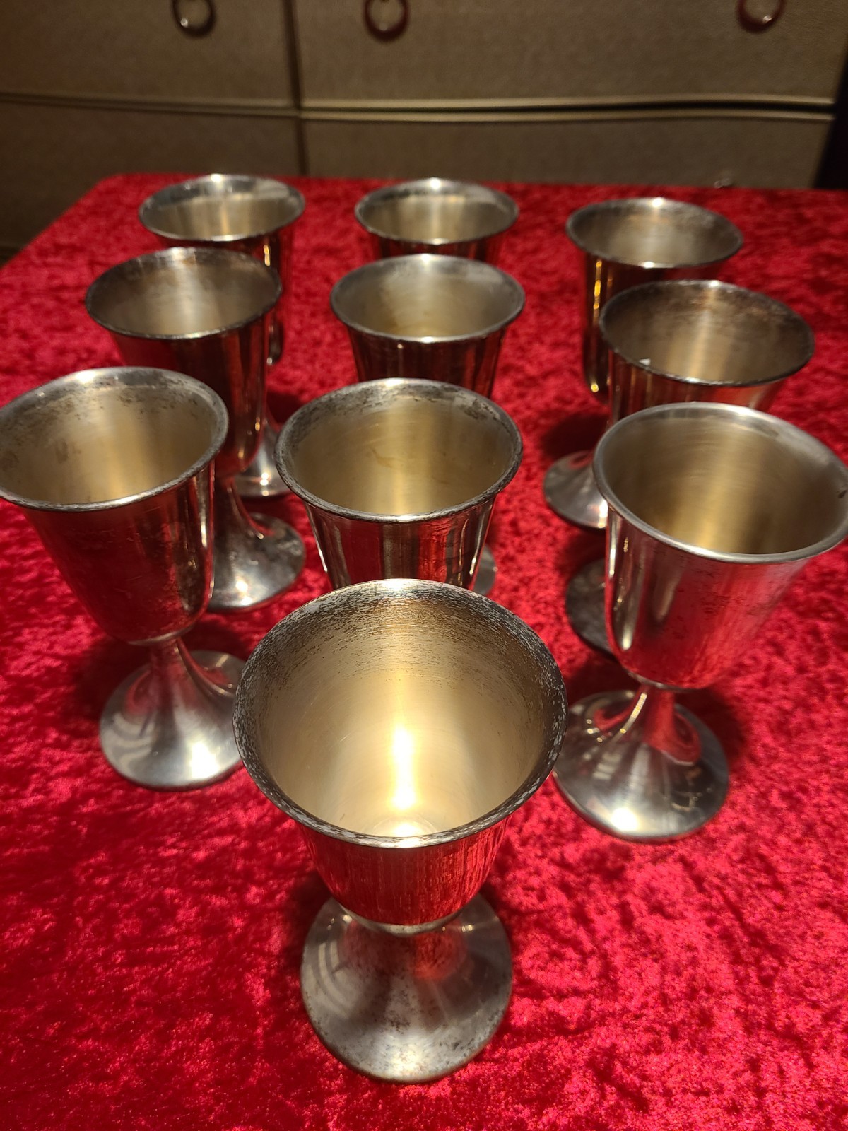 10 Birmingham Silver Plated Over Copper Goblets