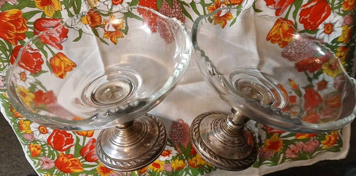 Amston 925 Sterling Candlesticks & Compote – Pair♡#540 Set Of Two♡ 1940s