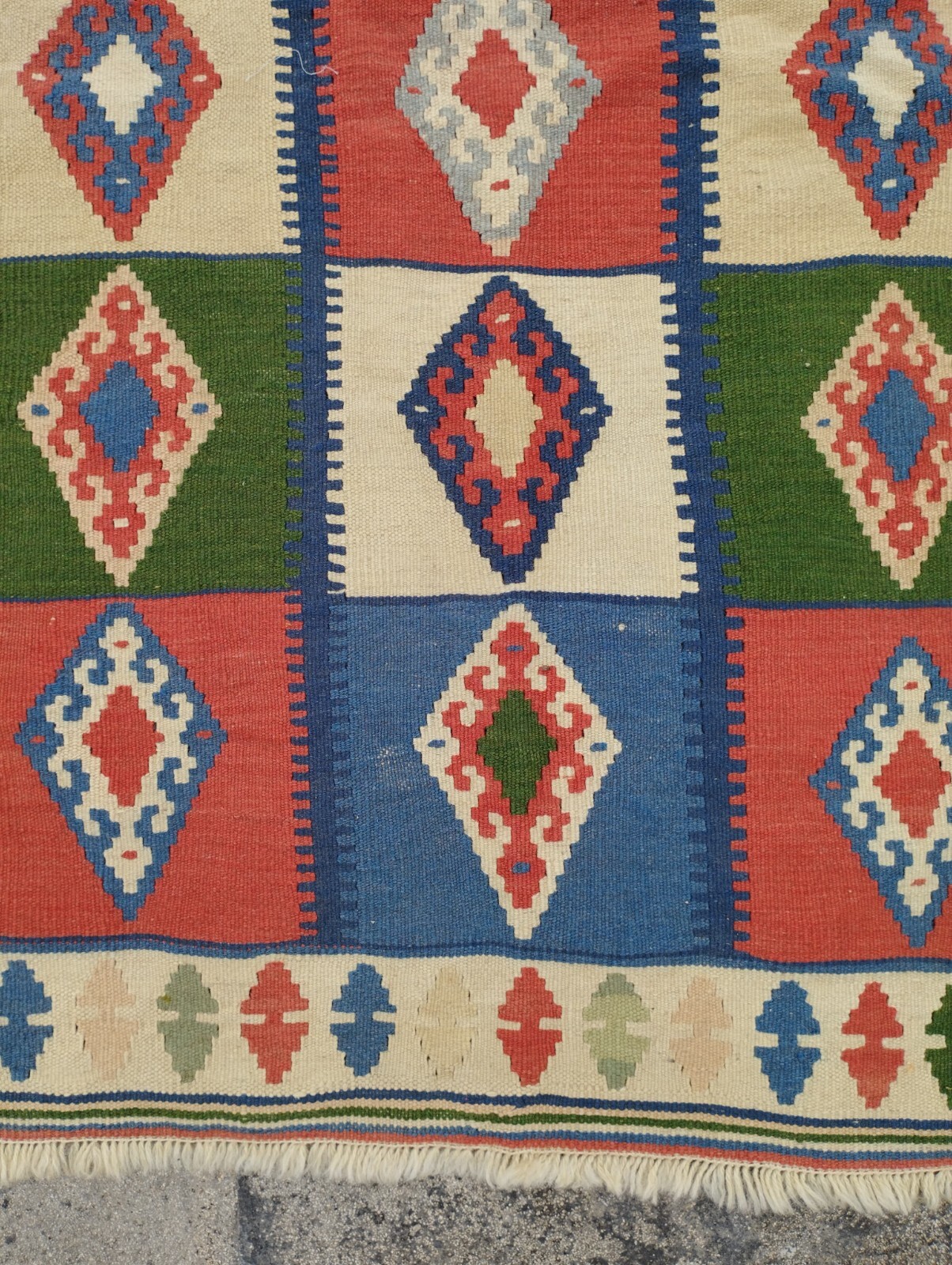 Antique Traditional Oriental Multicolor Wool Kilim Rug Carpet 156×103 cm