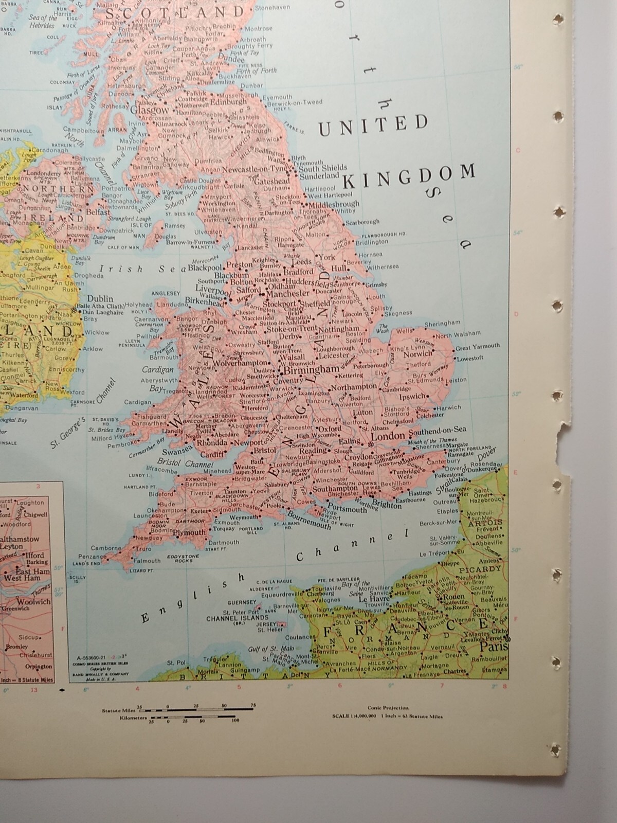 Vintage UNITED KINGDOM Atlas Map Print 1964 Encyclopedia Britannica World Atlas