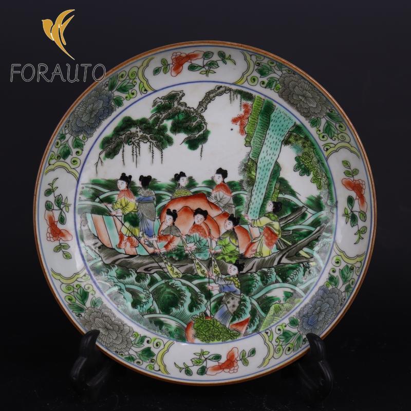8.9″ Collect Chinese Multicolour Porcelain Gild Ancient Figure Stories Plate