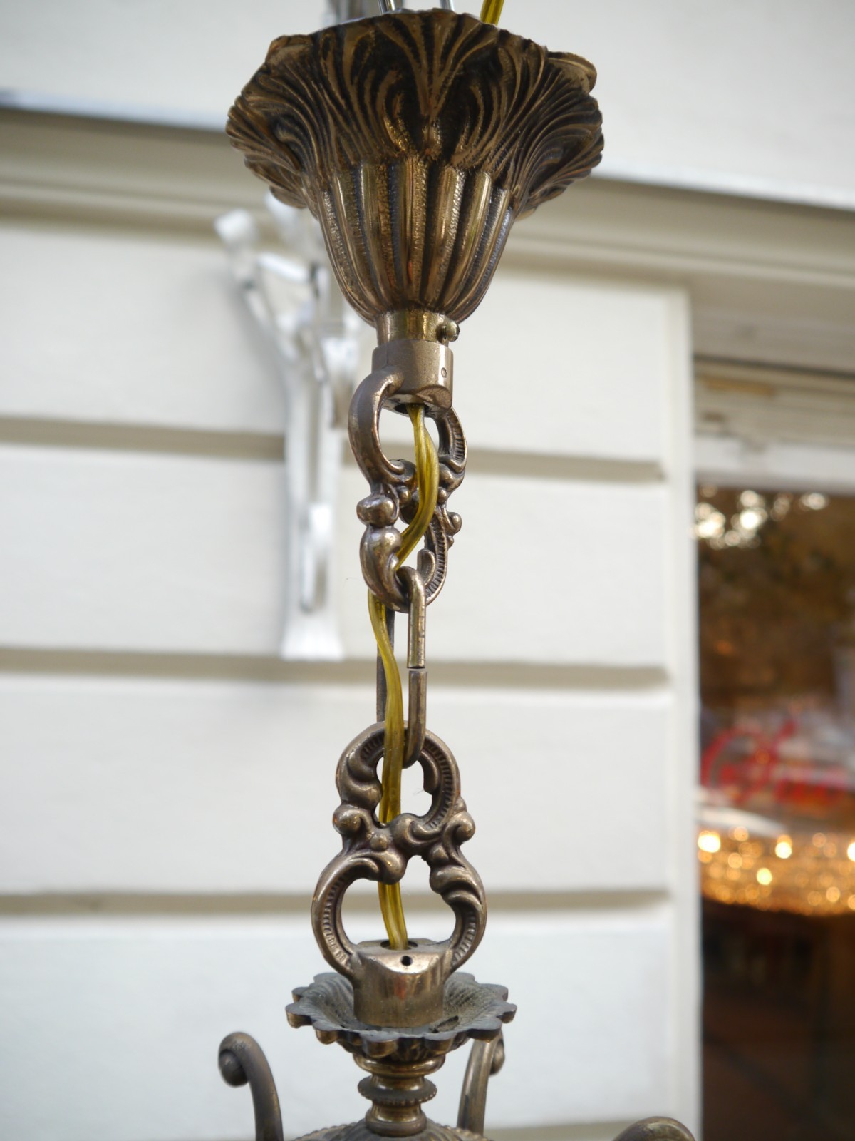LARGE BRONZE LANTERN SOLID CEILING LAMP FIXTURES CHANDELIER CUT GLASS CRYSTAL