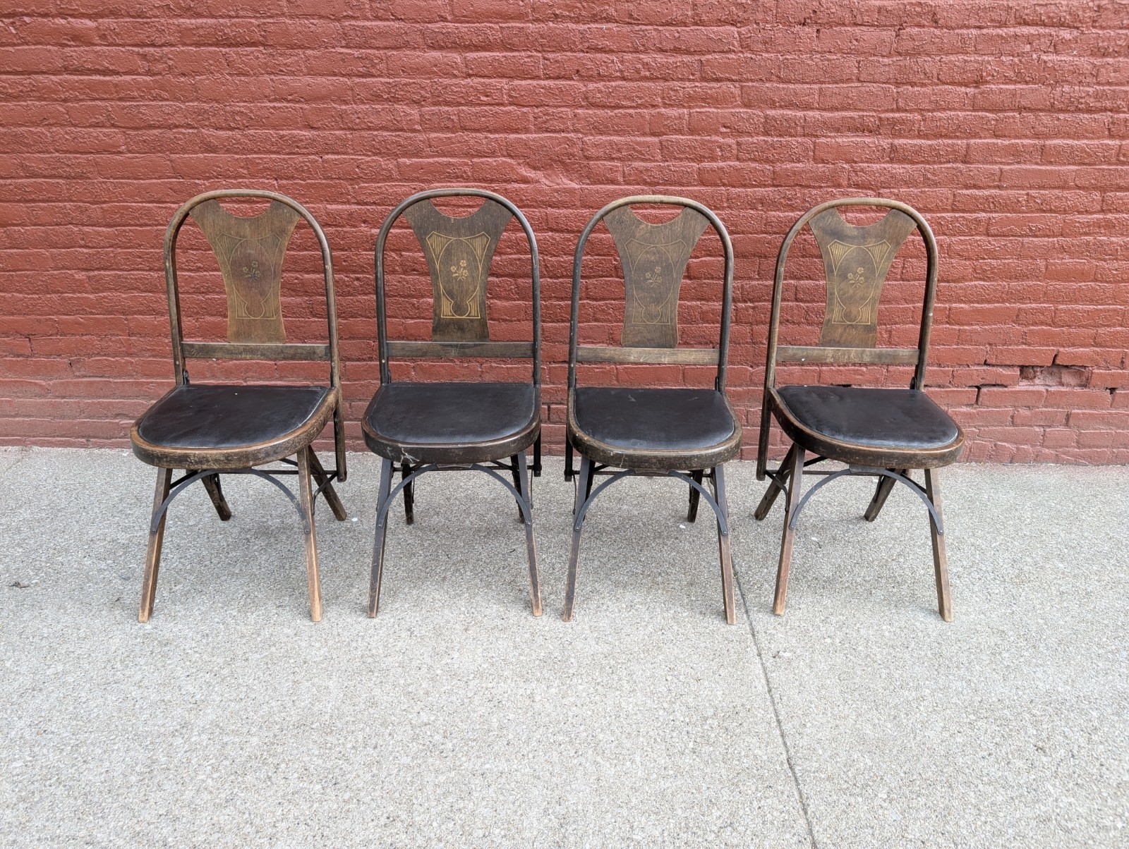 Antique Solid Kumfort Folding Chairs Louis Rastetter & Sons Set Of 4 Fort Wayne