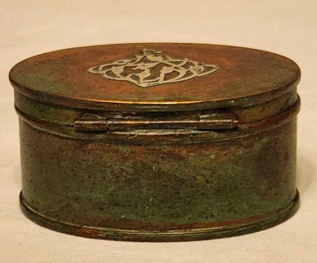 3 Piece Desk Set Sterling Over Bronze W/Green Patina Heintz Arts & Crafts Style