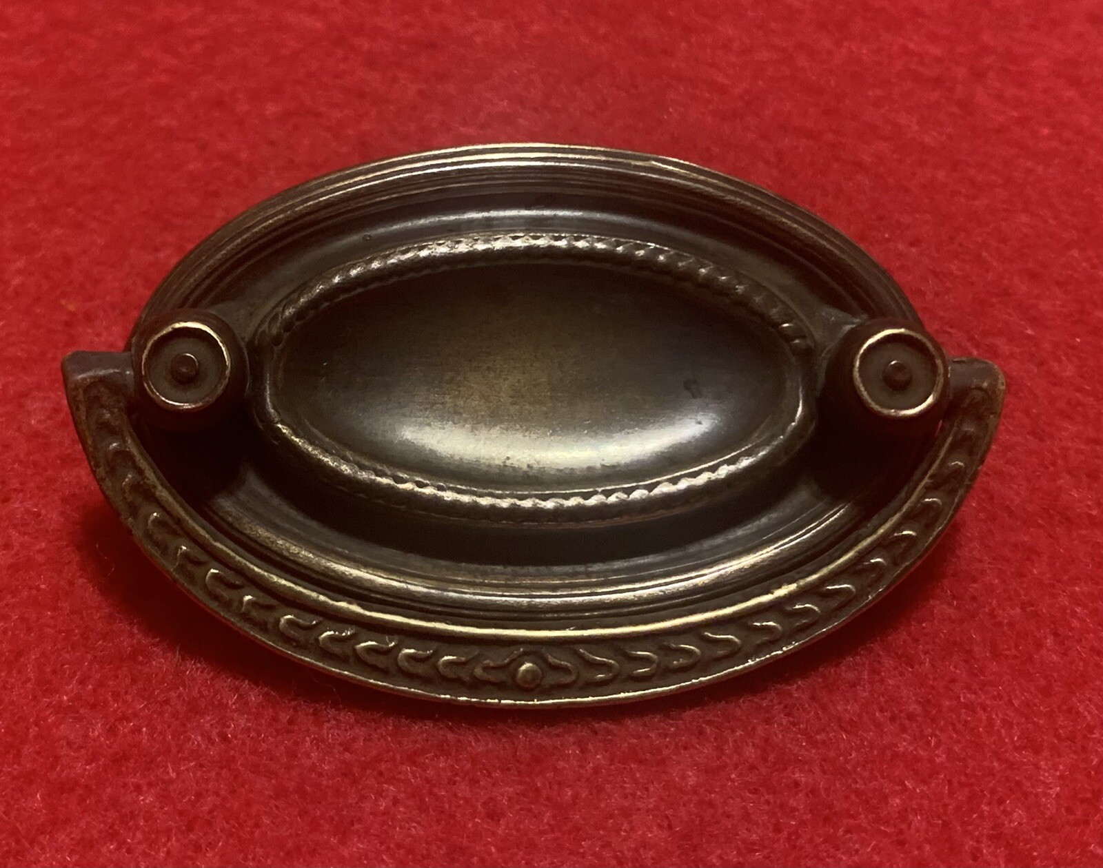 1930’s Brass Hepplewhite Sheraton Federal Oval Antique Drawer Pull 1.75”centers