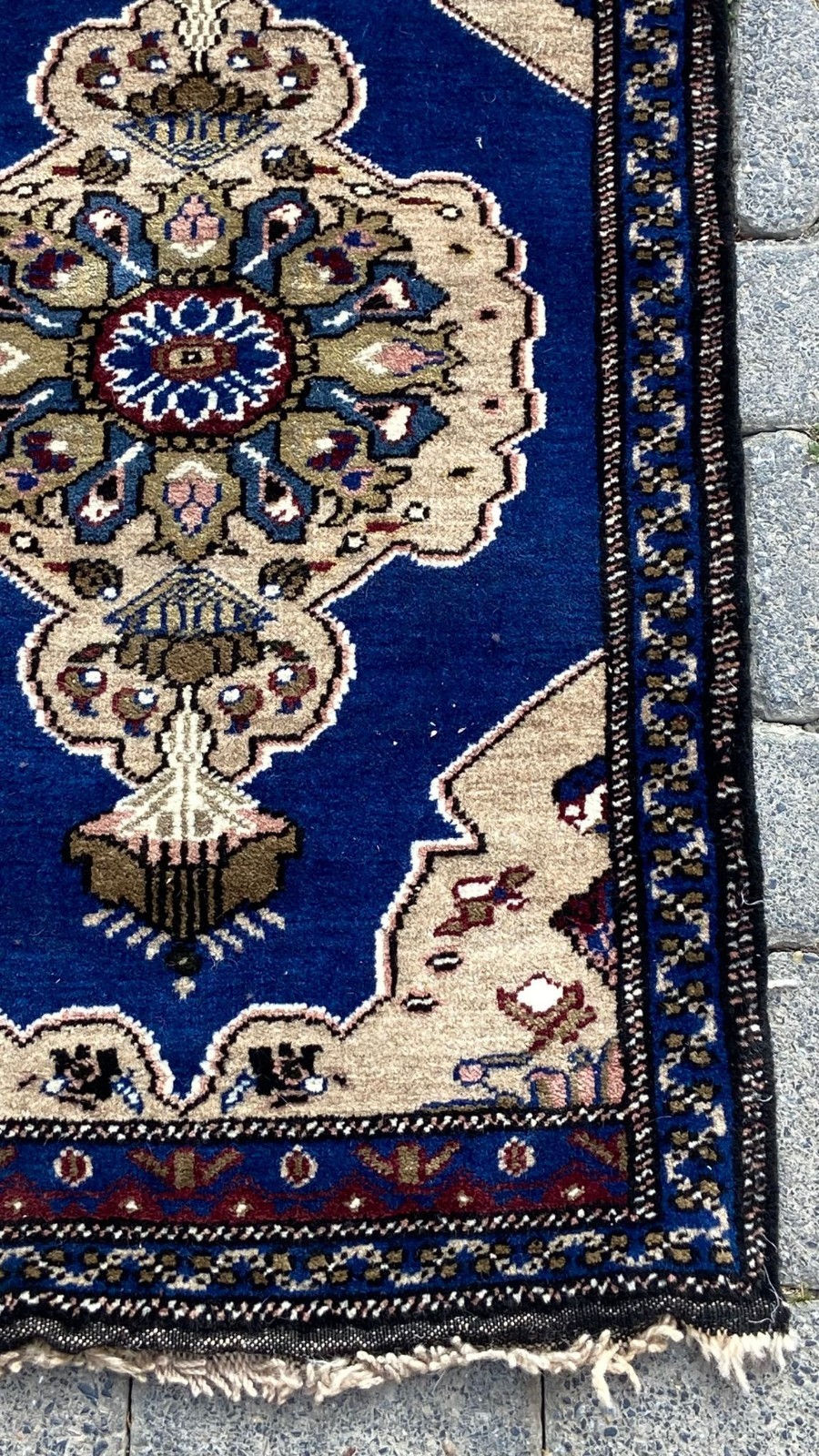 Blue Handmade Wool Rug, 1.9×3.2 ft Small Carpet, Entryway Decor, Home Gift Rug