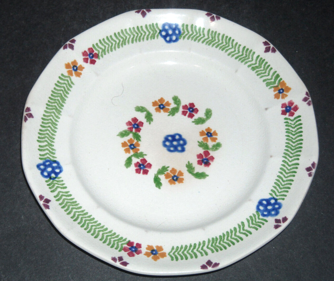 7 1/8″ Early Stick Spatter Spatterware Plate ADAMS ENGLAND
