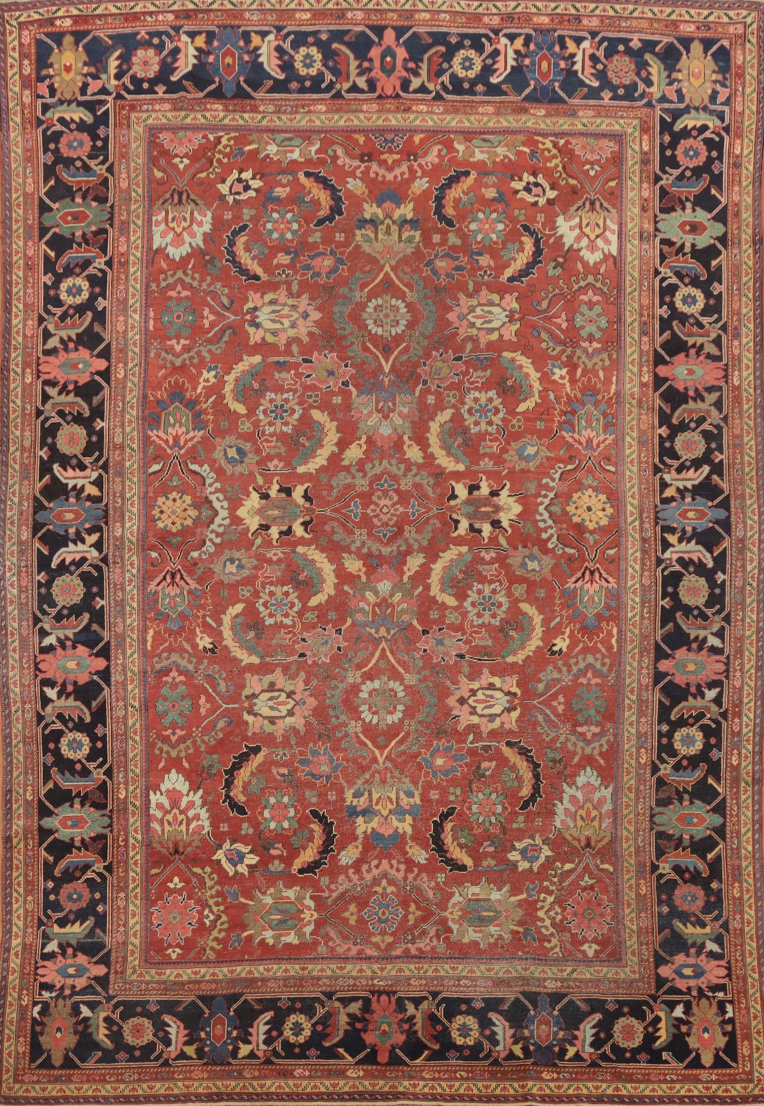 Antique Pre-1900 Vegetable Dye Traditional Ziegler Rug 10×13 Hand-knotted Wool