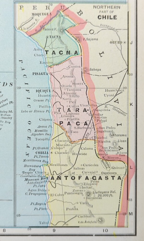 Vintage 1902 ARGENTINA CHILE URUGUAY Map 14″x22″ ~ Old Antique Original SANTIAGO