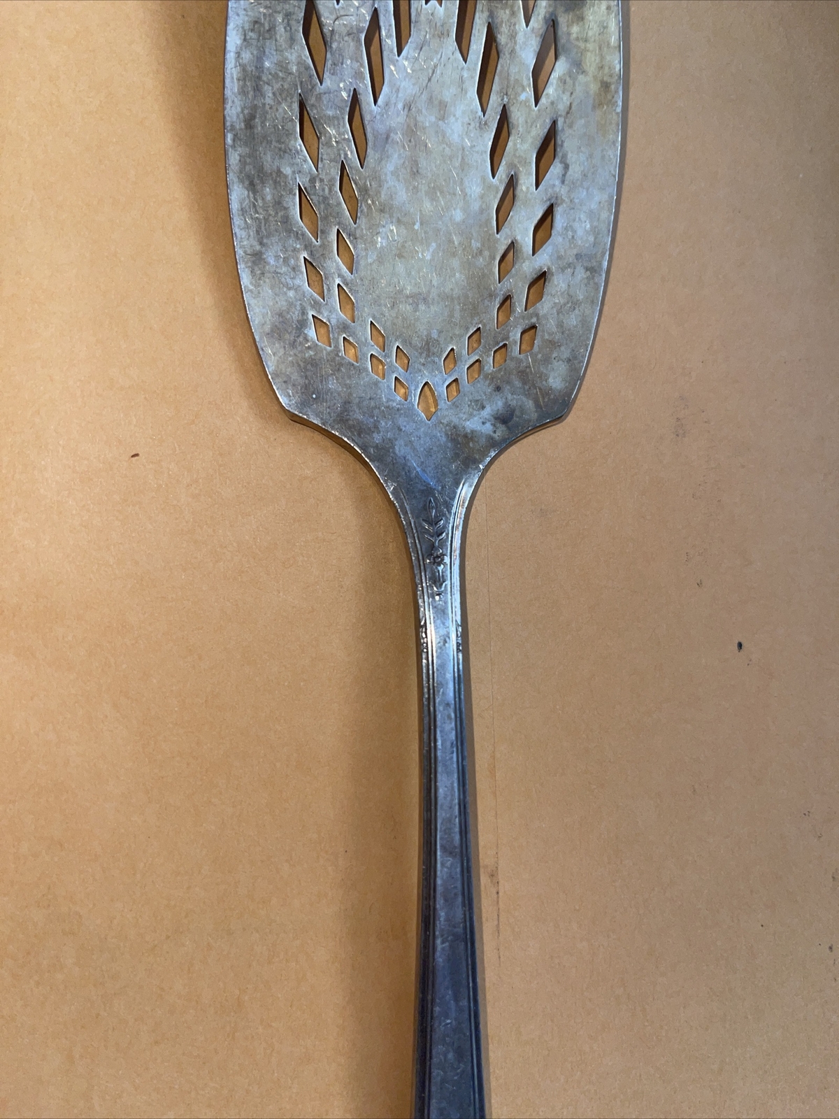 Silver Plate Pie Cake Server Community Plate Flower Print
