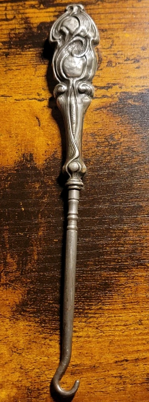 Bristol Silver Handle Small Mini Button/shoe Hook 6″ Antique